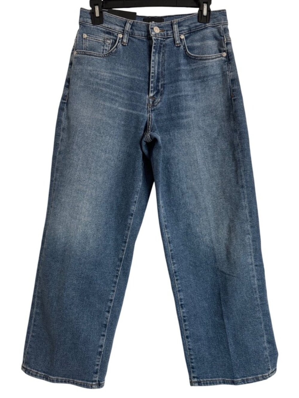 7 For All Man Kind Size 27 Stovepipe Straight Ankle Oceanstone NWT $228 Wide Leg - Picture 12 of 16